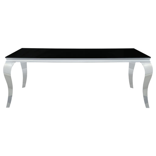 Carone Rectangular Glass Top Dining Table Black and Chrome image