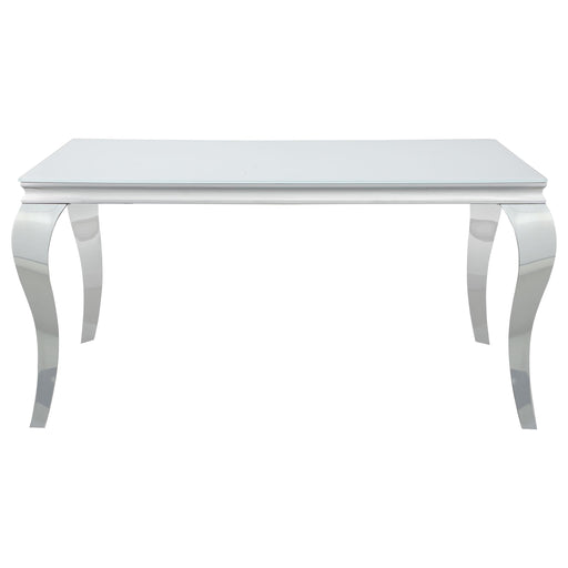 Carone Rectangular Glass Top Dining Table White and Chrome image