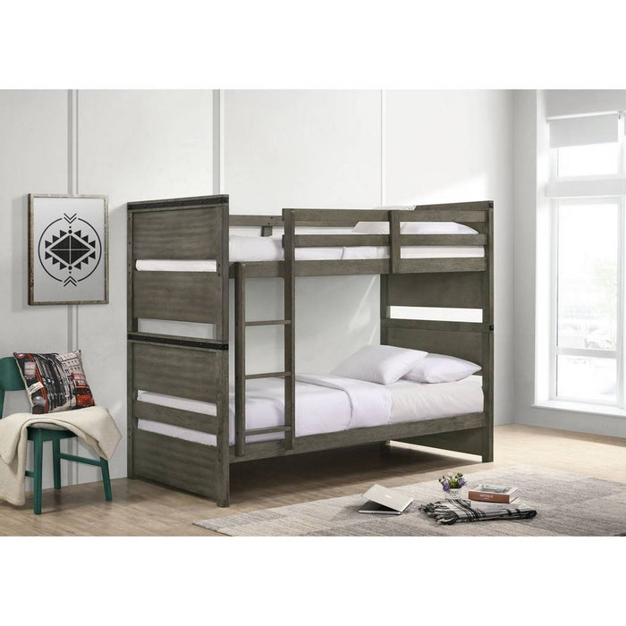Elements International Wade Twin over Twin Bunk Bed in Gray