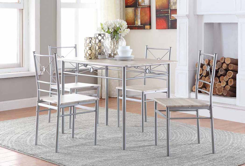 Anna Fontana 5-piece Rectangular Dining Set Brushed Silver - American Home Express Outlet (San Antonio, TX)