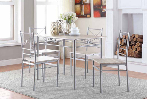 Anna Fontana 5-piece Rectangular Dining Set Brushed Silver - American Home Express Outlet (San Antonio, TX)