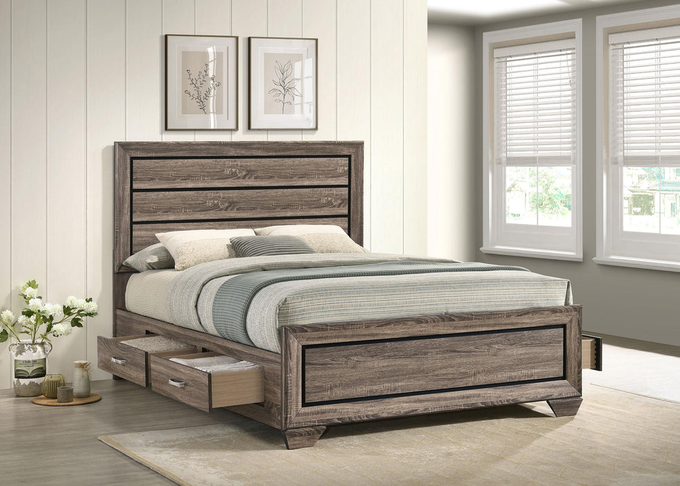 Kauffman California King, Eastren King & Queen Storage Bed Washed Taupe