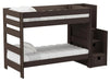 Elements International Cali Kids Twin over Twin Bunk Bed with Staircase in Brown image