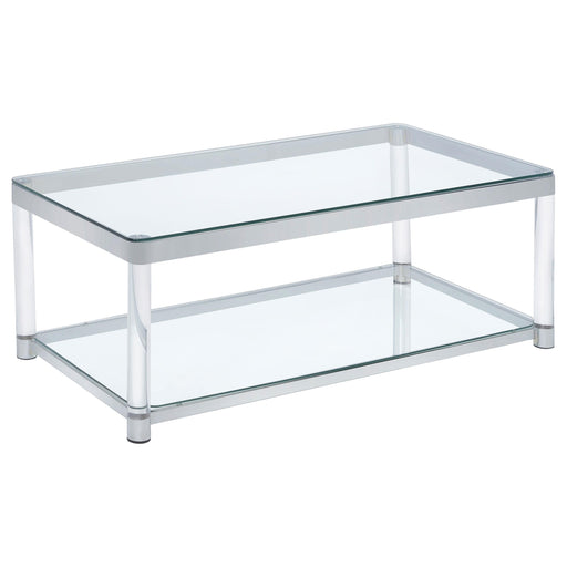 Anne Coffee Table with Lower Shelf Chrome and Clear image