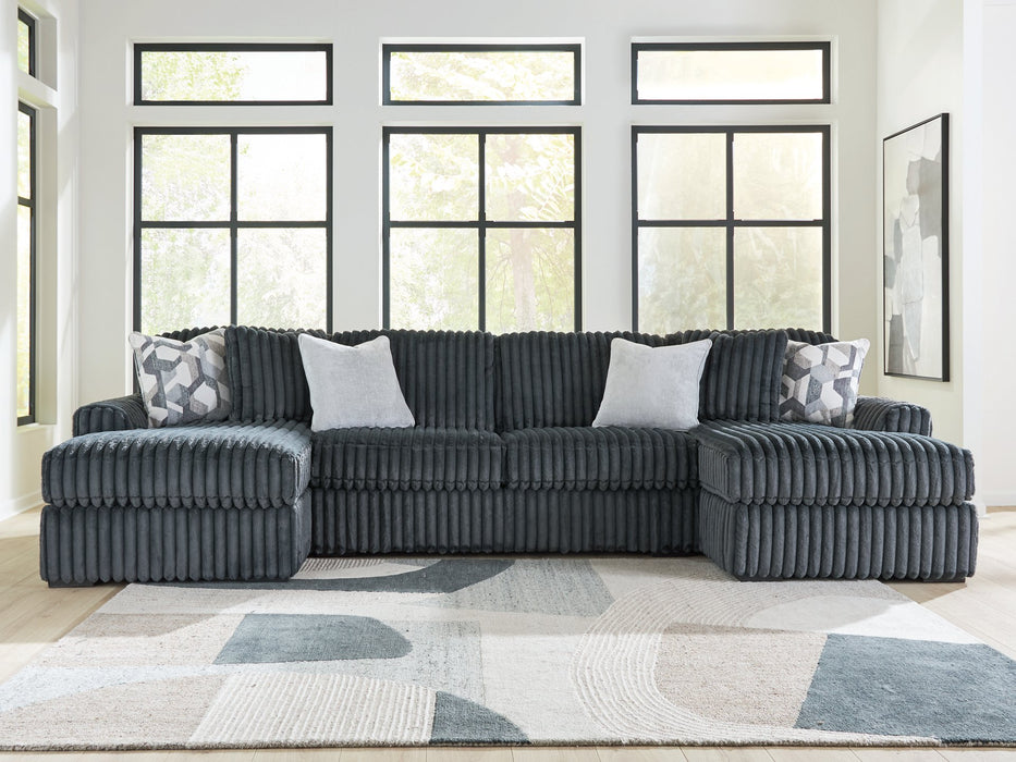 Midnight-Madness Double Chaise 3-Piece Sectional - American Home Express Outlet (San Antonio, TX)