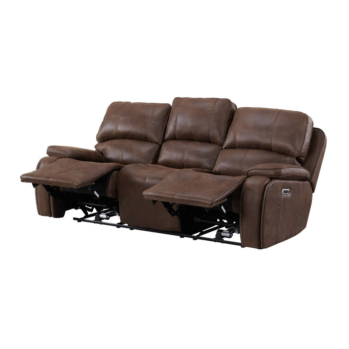Atlantis Power Motion Sofa with Power Motion Head Recliner in Heritage Brown - American Home Express Outlet (San Antonio, TX)
