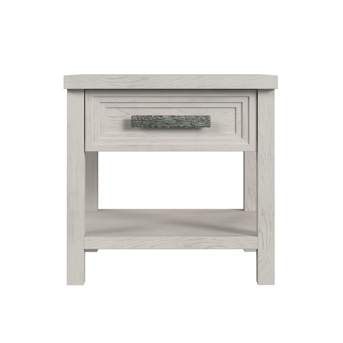 Avalanche End Table with USB in Antique White