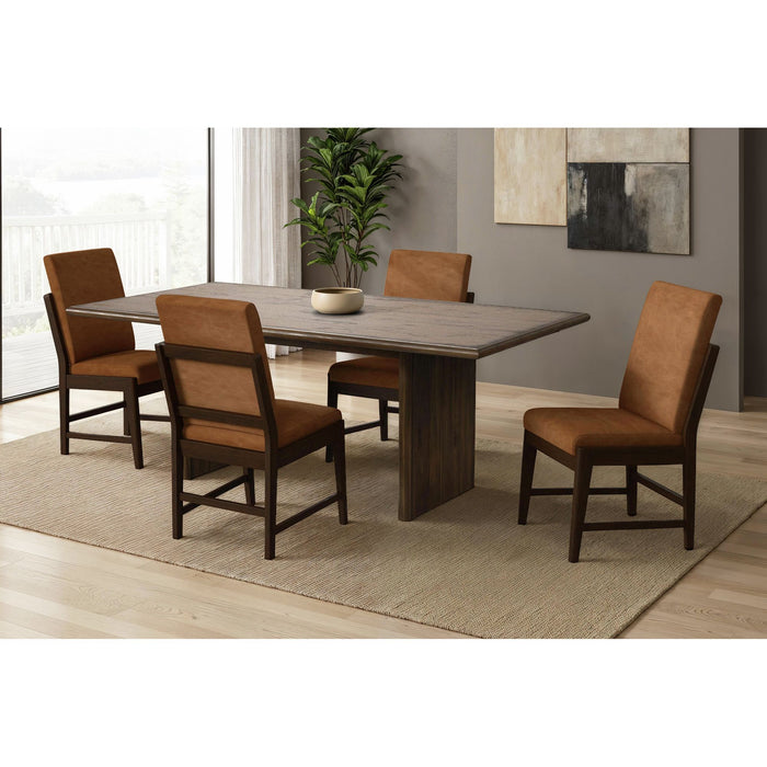 Brisbane Standard Height Dining Set in Brown-Table and Four Fabric Chairs
