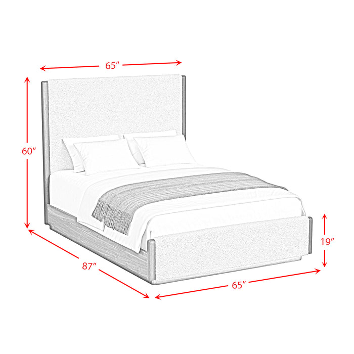 Brisbane UPH Bedroom Set with Boucle Beige and LED