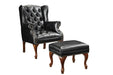 Roberts Button Tufted Back Accent Chair with Ottoman Black and Espresso - American Home Express Outlet (San Antonio, TX)