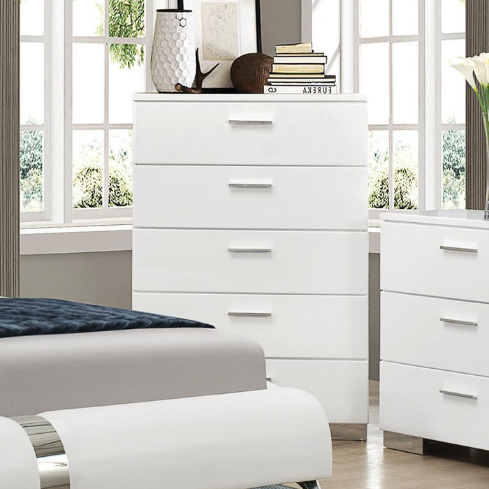 Felicity 5-drawer Chest Glossy White