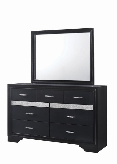 Miranda 7-drawer Dresser Black and Rhinestone