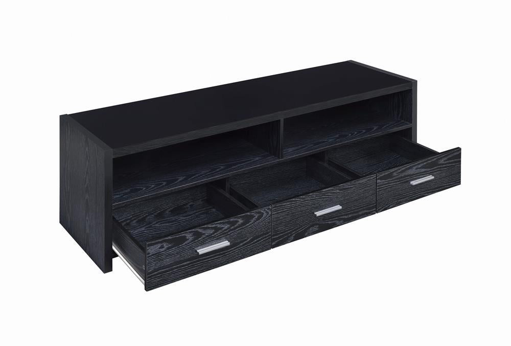 Alton 62" 3-drawer TV Console Black Oak