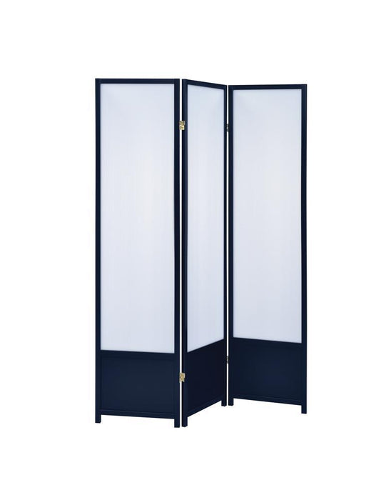 Calix 3-panel Folding Floor Screen Translucent and Black