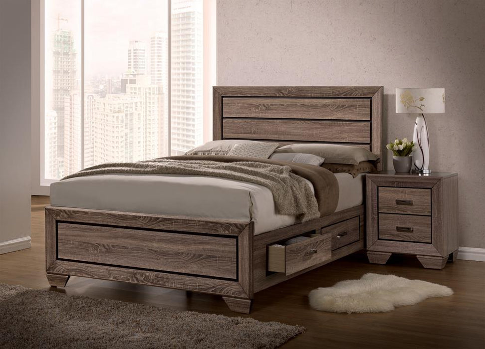 Kauffman Eastern King Storage Bed Washed Taupe