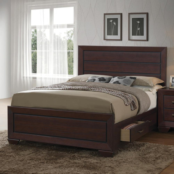 Kauffman California King, Eastren King, & Queen Panel Bed Dark Cocoa - American Home Express Outlet (San Antonio, TX)