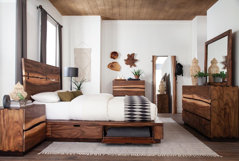 Winslow Storage Eastern King Bed Smokey Walnut and Coffee Bean