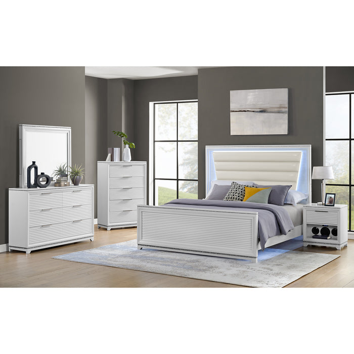Denmark 1-Drawer Nightstand with Speaker and USB in White - American Home Express Outlet (San Antonio, TX)