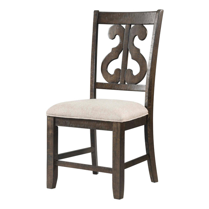 Stone Wooden Swirl Back Side Chair Set of 2