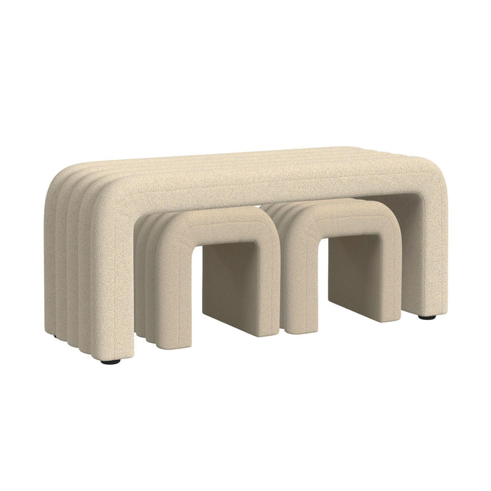 Seqouia Bench With 2 Stools in Ching Cream - American Home Express Outlet (San Antonio, TX)