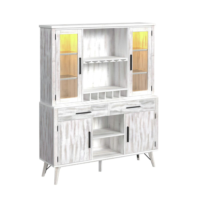 Rogen Rustic Buffet & Hutch with LED in Rustic White - American Home Express Outlet (San Antonio, TX)