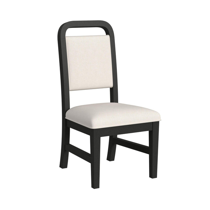 Ridgemont Dining Side Chair with White Fabric in Black with Grain (2 Per Carton) - American Home Express Outlet (San Antonio, TX)