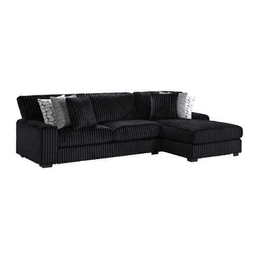 Nightfall RHF Chaise in Grand Cord Black with 2 self Pillows 20" - American Home Express Outlet (San Antonio, TX)