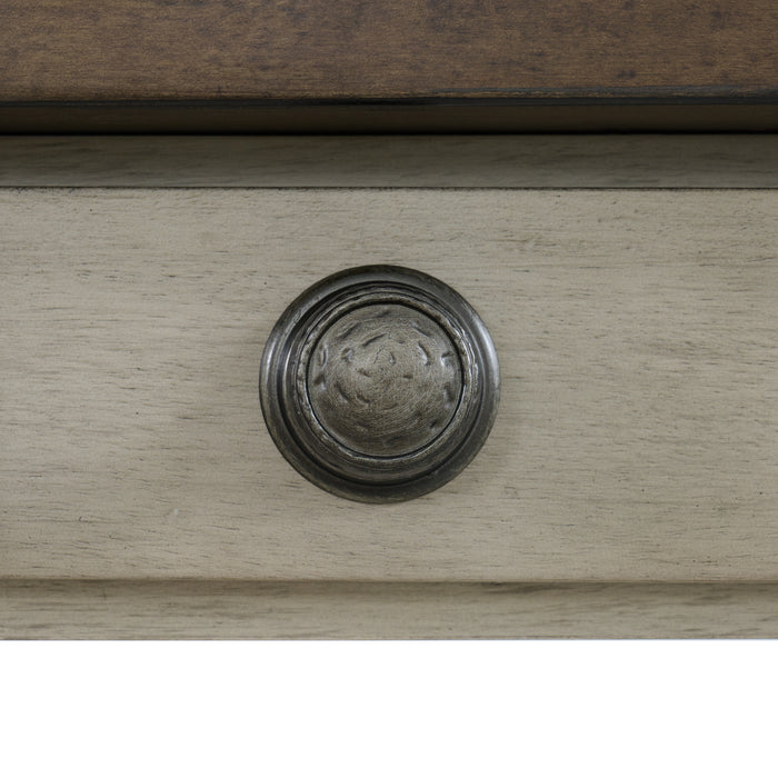 Farmington Standard Height Dining Set in Medium Brown and Washed Stone-Rectangular Table and Four Chairs - American Home Express Outlet (San Antonio, TX)