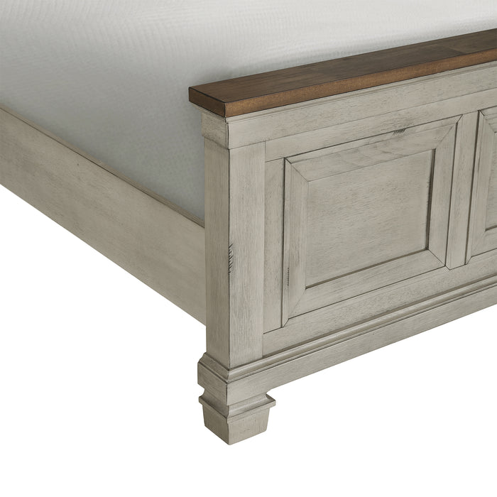 Farmington Panel Bed in Medium Brown and Washed Stone - American Home Express Outlet (San Antonio, TX)