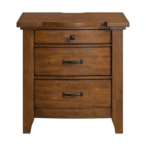 Gage 3-Drawer Nightstand with USB and Power in Chestnut - American Home Express Outlet (San Antonio, TX)