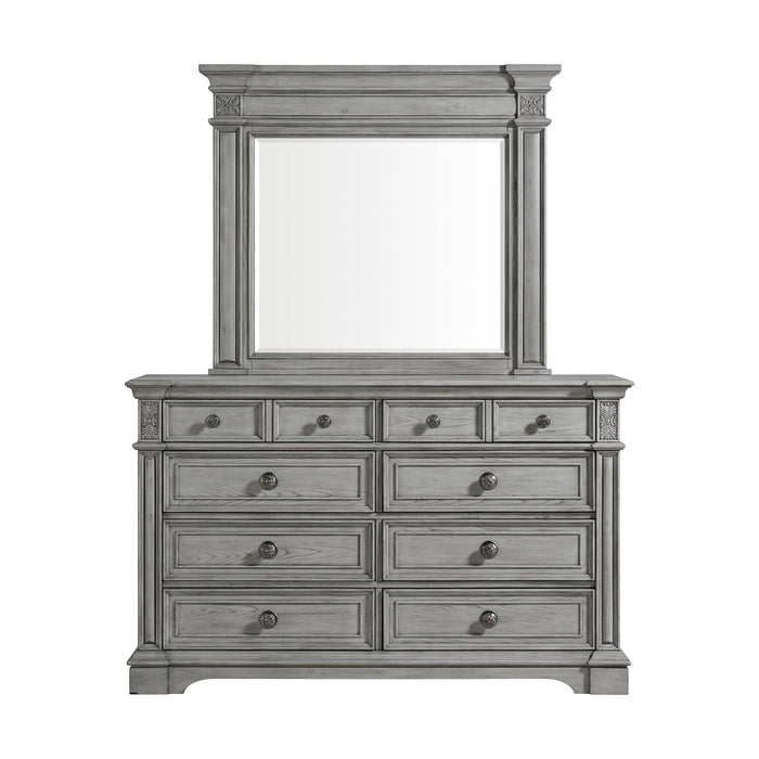 Glenmore Dresser and Mirror Set in Aged Grey