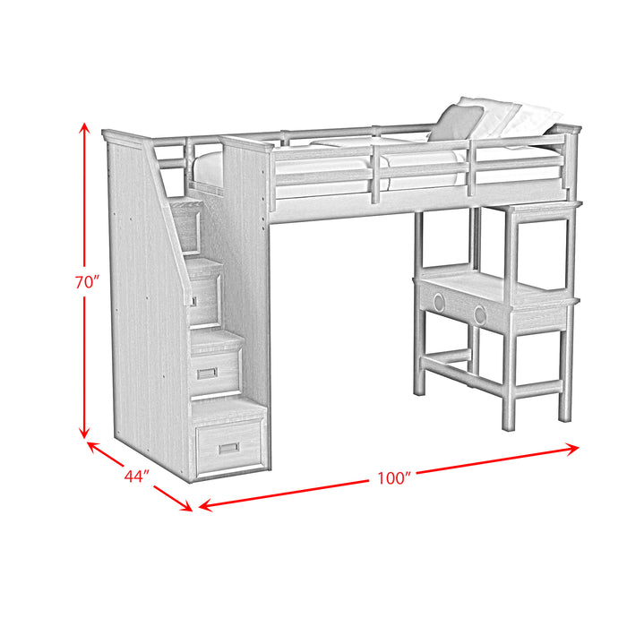 Hampton Kids Loft with Staircase and Desk with Speaker