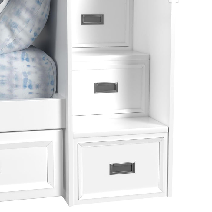 Hampton Kids Over Bunk with Staircase and Trundle Bedroom Set