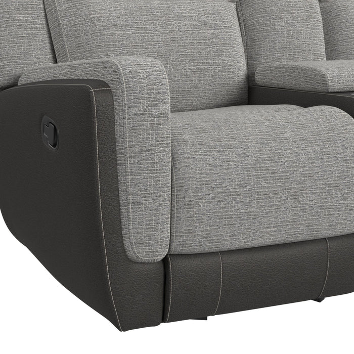 Hornet Motion Glider Loveseat with Console in Rancho Grey - American Home Express Outlet (San Antonio, TX)