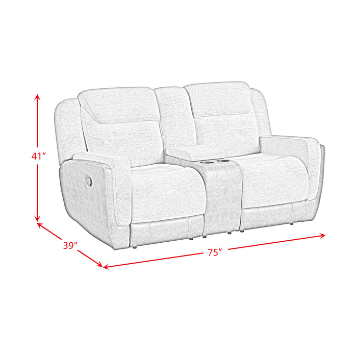 Hornet Motion Glider Loveseat with Console in Rancho Grey - American Home Express Outlet (San Antonio, TX)