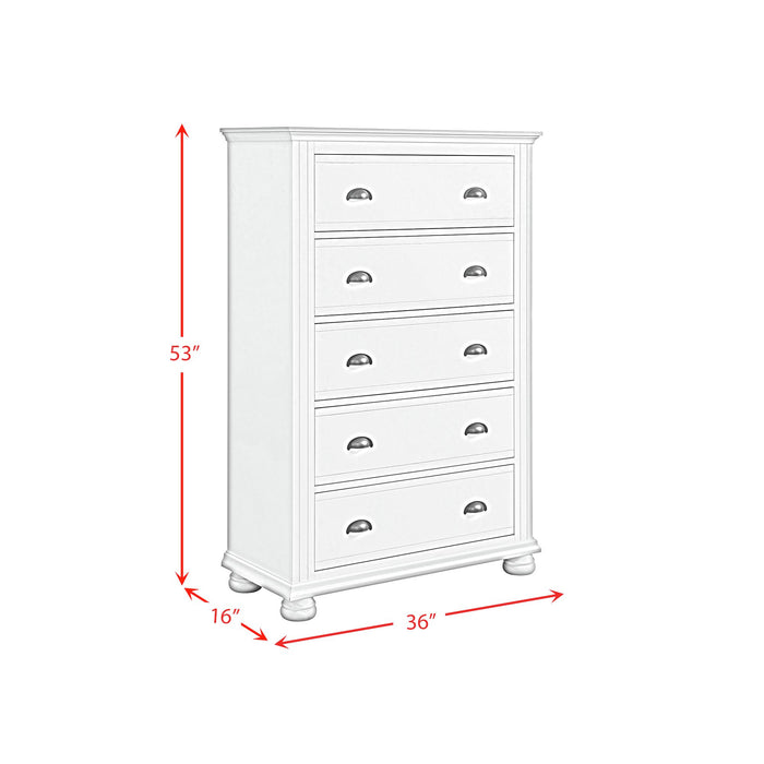 Kona 5-Drawer Chest in White - American Home Express Outlet (San Antonio, TX)