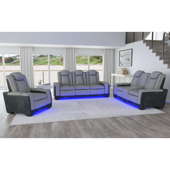 Lantana Power Motion Sofa with Power Headrest, Led, DDT, reading light and PWS in Rocky Cement/Charcoal