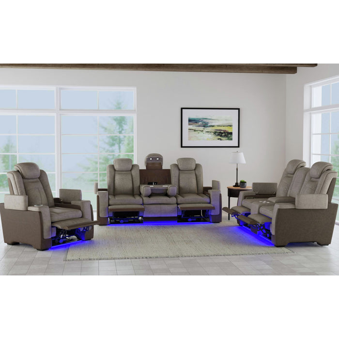 Lantana Power Motion Recliner with Power Headrest, Led ,wireless charger and cup holder in Rocky Grey/Brown - American Home Express Outlet (San Antonio, TX)