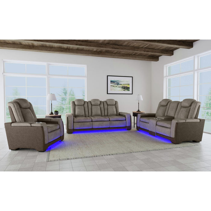 Lantana 3PC Living Room Set in Rocky Grey/Brown-Sofa, Loveseat & Recliner