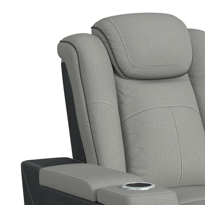 Lantana Power Motion Recliner with Power Headrest, Led, wireless charger and Cup holder in Rocky Cement/Charcoal - American Home Express Outlet (San Antonio, TX)