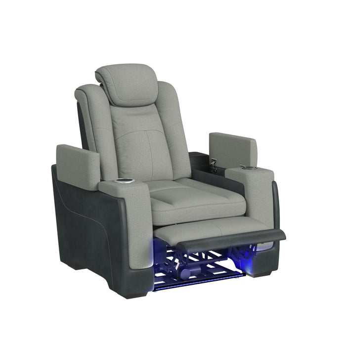 Lantana Power Motion Recliner with Power Headrest, Led, wireless charger and Cup holder in Rocky Cement/Charcoal - American Home Express Outlet (San Antonio, TX)