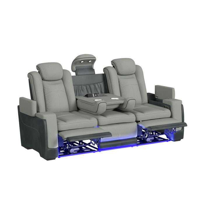 Lantana Power Motion Sofa with Power Headrest, Led, DDT, reading light and PWS in Rocky Cement/Charcoal