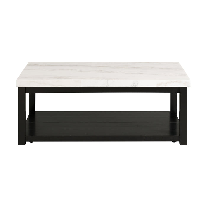 Marcello w/ White Top - Rectangular Coffee Table W/Casters - American Home Express Outlet (San Antonio, TX)
