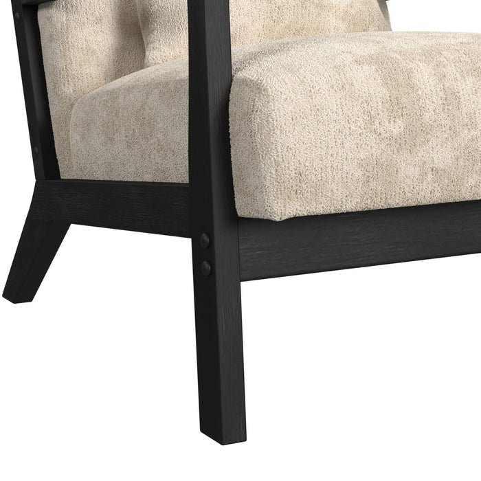 Marina Chair with kidney pillow in Langley Cream and Brushed Espresso Finish - American Home Express Outlet (San Antonio, TX)