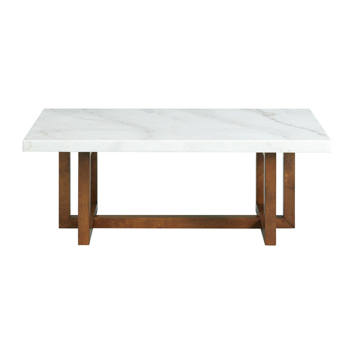 Morris Coffee Table in Espresso W/White Marble Top (3A Packing) - American Home Express Outlet (San Antonio, TX)
