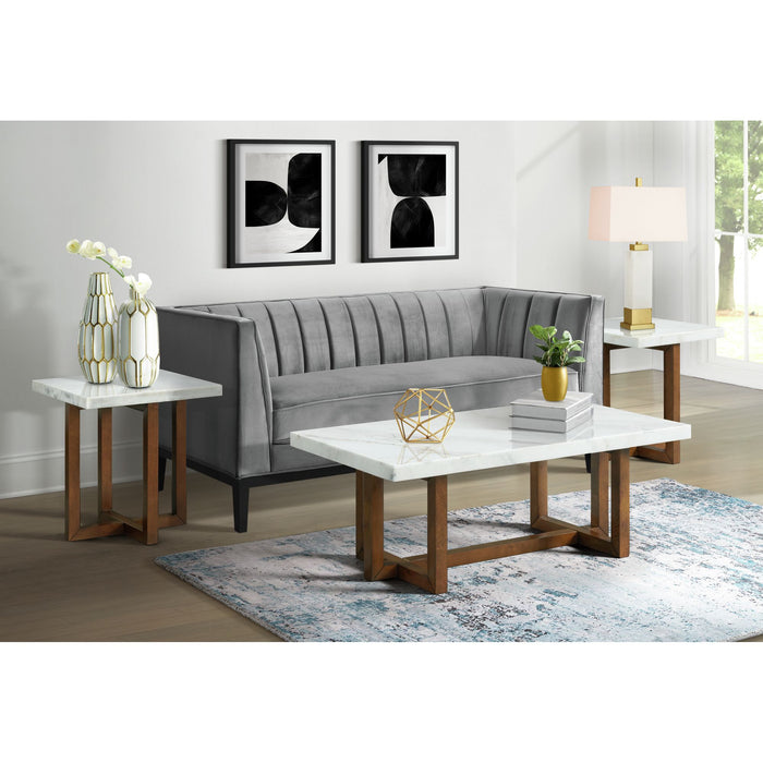 Morris Coffee Table in Espresso W/White Marble Top (3A Packing) - American Home Express Outlet (San Antonio, TX)