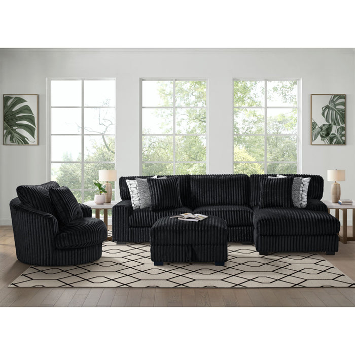 Nightfall RHF Chaise in Grand Cord Black with 2 self Pillows 20" - American Home Express Outlet (San Antonio, TX)