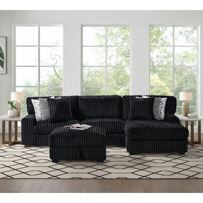 Nightfall LHF Loveseat in Grand Cord Black with 4 Pillows 20" (2 Winkin Walnut, 2 Nod Walnut) - American Home Express Outlet (San Antonio, TX)