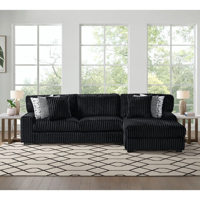 Nightfall LHF Loveseat in Grand Cord Black with 4 Pillows 20" (2 Winkin Walnut, 2 Nod Walnut) - American Home Express Outlet (San Antonio, TX)