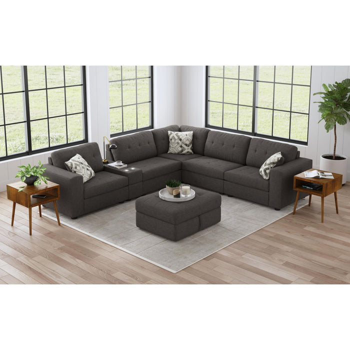 Options One Storage Ottoman in Palmer Plus Ash - American Home Express Outlet (San Antonio, TX)